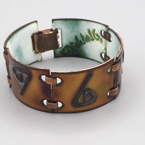 Handmade K Denning Copper Enamel MCM Bracelet 7